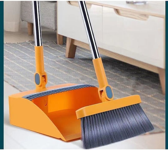 Set Mătură Cu Farăș Demontabil Mâner Alista Home Perie Dinți Curățare Mătură Rotațională Pliabilă Oțel Inoxidabil Polipropilenă Portocaliu