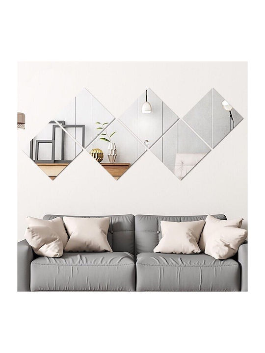 Set 32 Self-adhesive Wall Mirrors Alista Home Rhombus Shape Acrylic 14.2x23.6x15.5 Cm