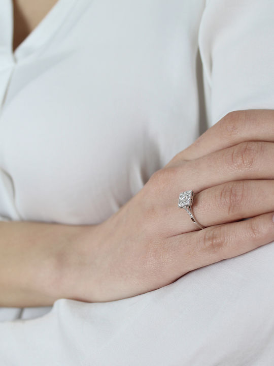 Kritsimis Single Stone Ring in 18K White Gold with Diamond
