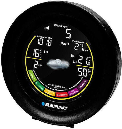 Blaupunkt WS35BK Ασύρματος Μετεωρολογικός Σταθμός Ψηφιακός Επιτραπέζιος Μαύρος