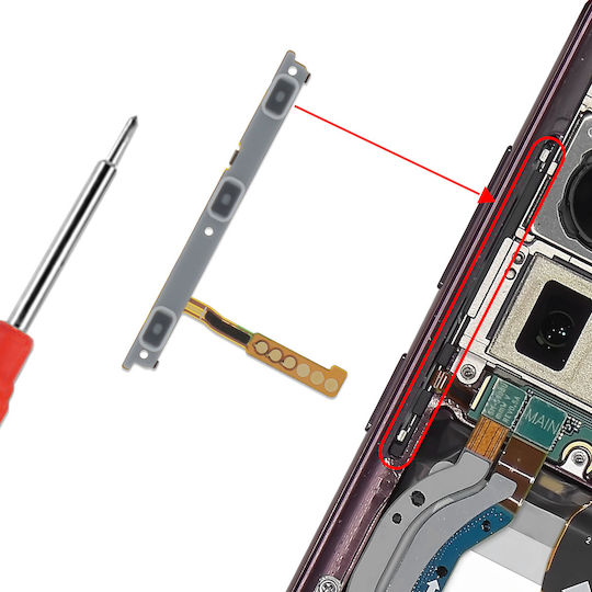 Samsung Original Power Lautstärke-Tasten Flexkabel Galaxy S22 Ultra Service Pack Grau