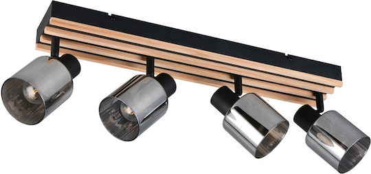 Trio Lighting Σποτ με 4 Φώτα σε Μαύρο Χρώμα
