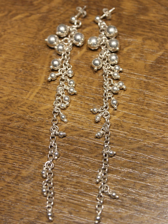 925 Silver Long Hanging Ball Earrings 3 Impressive