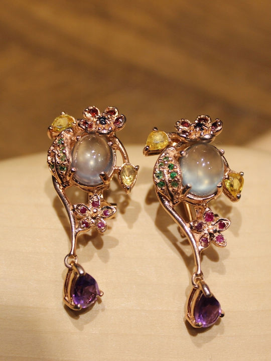 Beautiful 925 Perhenite Amethyst Sapphire Earrings