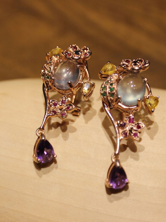 Beautiful 925 Perhenite Amethyst Sapphire Earrings