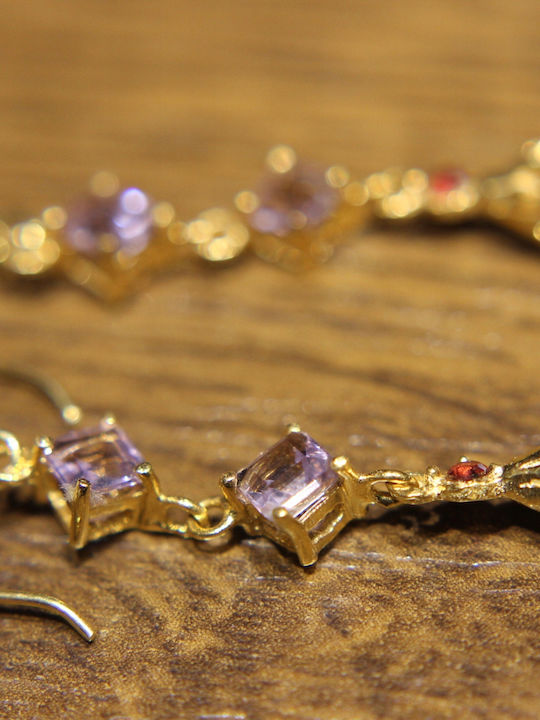 Delicate Hanging Earrings Natural Pearls Amethysts Silver 2