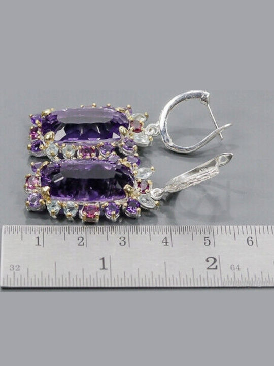Cercei Cu Ametist Rodolit Topaz 30ct Certificat