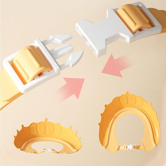 Vizier Protector Pentru Baie Copii Fippy Coroană Model Mărime Reglabilă Durabil Ușor De Curățat Rezistent La Șampon Ochi Urechi Tpe+pp 24x22 Cm Galben