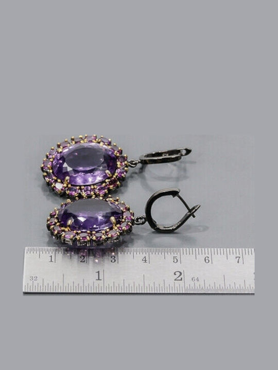 925 Earrings 38ct Amethyst Rhodolite Certificate