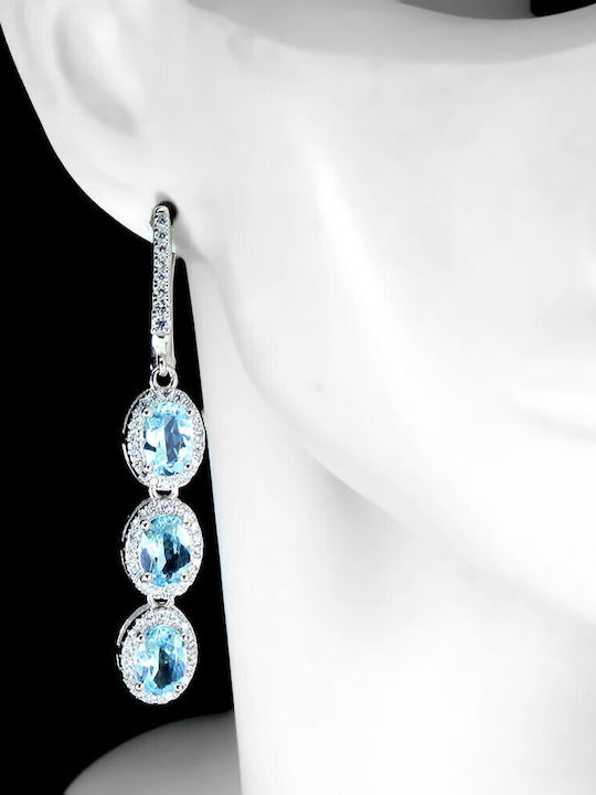 Cercei Frumoși Din Argint Cu Topaz Albastru Ceresc Și Zircon Cubic 2