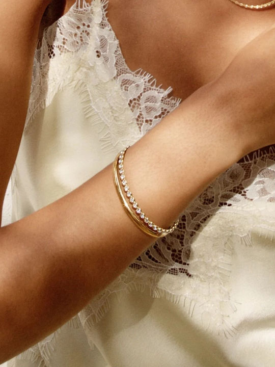 Edblad Women's Bracelet Handcuffs made of Gold Plated Steel with Zircon 18cm