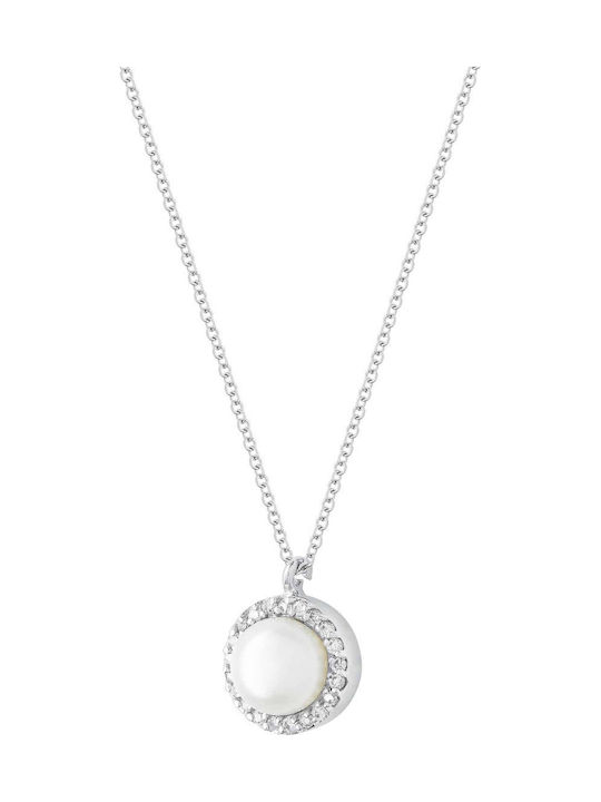 Kiriakos Gofas Halskette aus Weißgold 18K mit Perlen & Diamanten