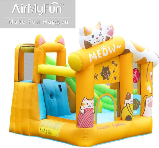 Fun Baby Inflatable Cat with Trampoline and Slide for Ages 3+