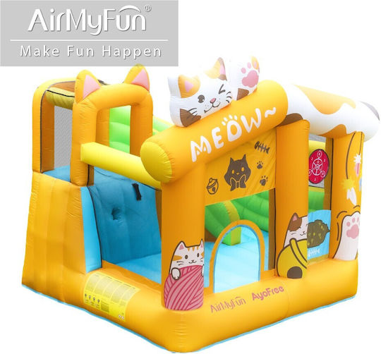 Fun Baby Inflatable Cat with Trampoline and Slide for Ages 3+