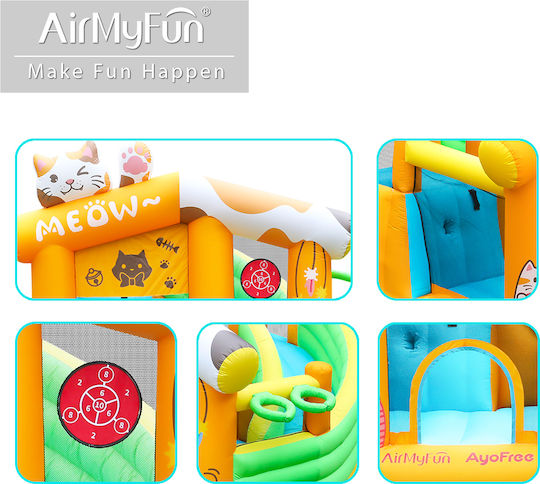 Fun Baby Inflatable Cat with Trampoline and Slide for Ages 3+