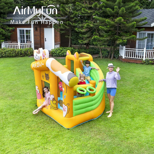 Fun Baby Inflatable Cat with Trampoline and Slide for Ages 3+