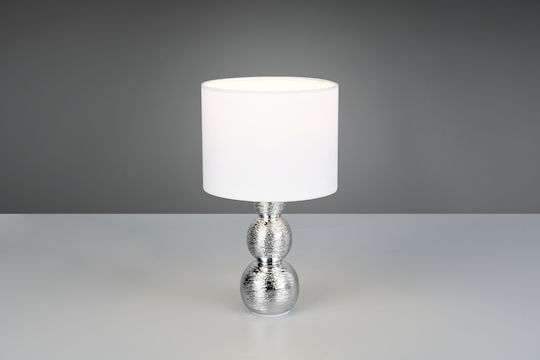 Trio Lighting Κεραμικό Πορτατίφ με Ασημί Καπέλο και Βάση