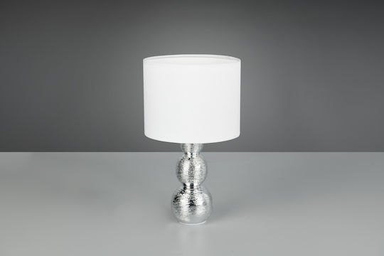 Trio Lighting Κεραμικό Πορτατίφ με Ασημί Καπέλο και Βάση