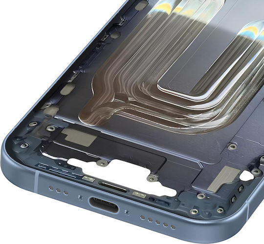 Clappio Ersatz-Mittelrahmenteil Iphone 17 Thermisches Wärmeleitungsrohr Blauer Farbton