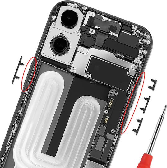 Clappio Replacement Side Buttons Iphone 17 Power Volumes Action Black