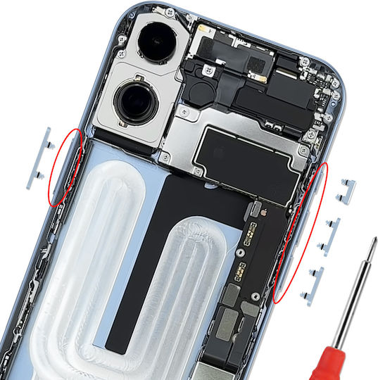 Clappio Taste De Înlocuire Laterale Iphone 17 Power Volume Acțiune Albastru Pal