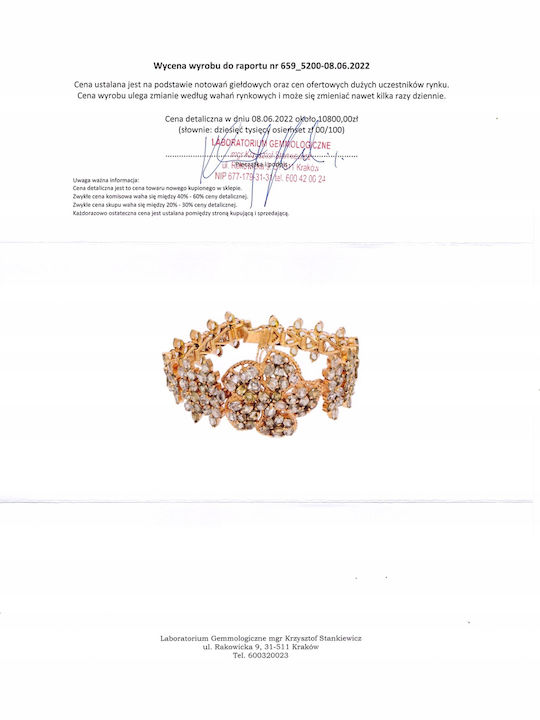 Silver Bracelet Natural Zircons Certificate