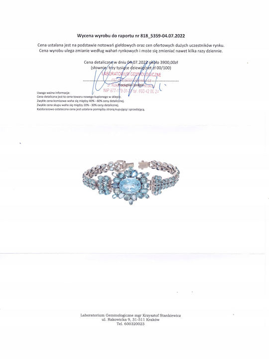 Inna Manoli Silberarmband mit Zirkon Topas Zertifikat 4