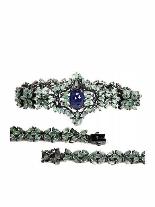 Silver Bracelet Sapphire Beryls Certificate