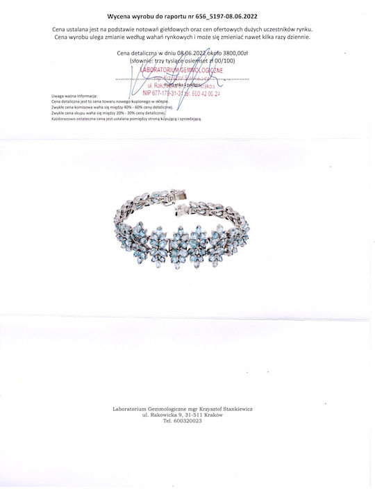 925 Bracelet Natural Zircons Certificate 2