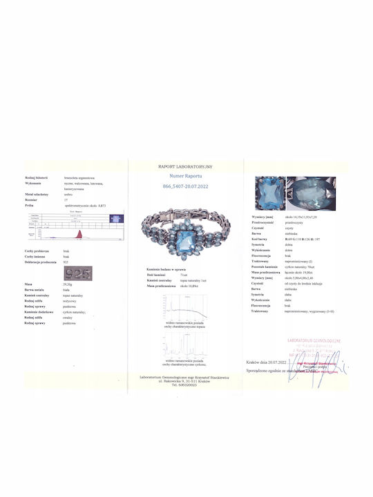 Brățară Argint Cu Zircon Și Topaz 1 Certificat