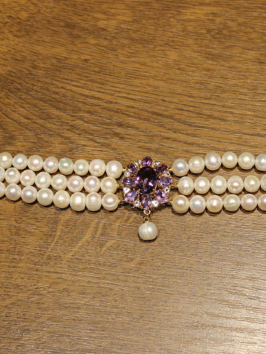 Natural Pearl Amethyst Bracelet Beautiful 925