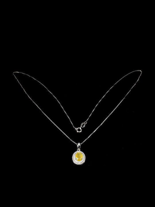 925 Necklace Zircon Silver Yellow Natural Sapphire 925 Necklace Zircon Silver Yellow Natural Sapphire