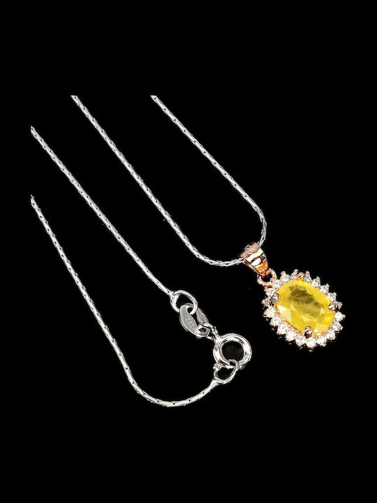 Silver Necklace Delicate Natural Yellow Sapphire