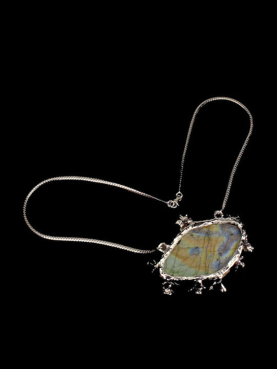 Silver Labradorite Necklace 179.3ct Sapphires