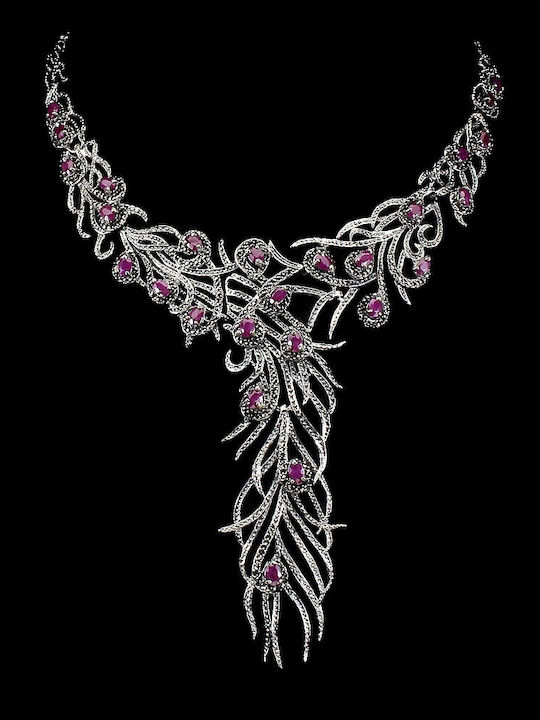 Beautiful Ruby Marcasite Necklace Certificate