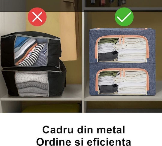 Alista Home Υφασμάτινο Κουτί Αποθήκευσης για Κουβέρτα/Πάπλωμα / Ρούχα σε Μπλε Χρώμα 50x40x33cm