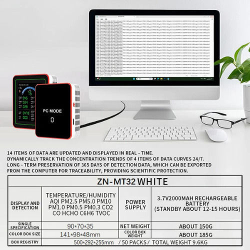 18 1 Air Quality Detector Zn-mt32 White
