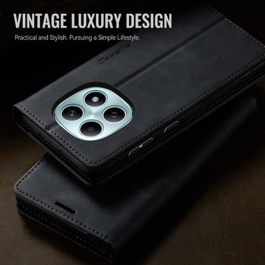 Caseme Retro Книга Кожен Черен (Redmi Note 15)