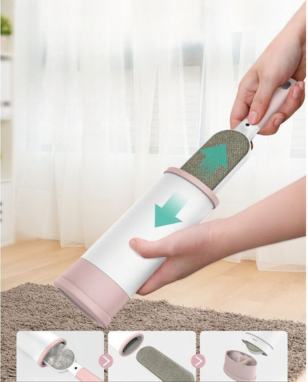 Perie Electrostatică Alista Home Curățare Păr Scame De Pe Haine Tapițerie 2 Fețe Autocurățare 31 X 8,5 Cm Roz