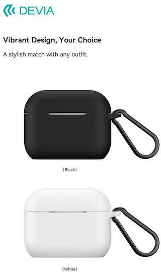 Devia Naked Silicone Case with Hook in White Color for Apple AirPods Pro 3