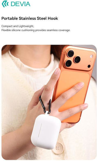 Devia Naked Silicone Case with Hook in White Color for Apple AirPods Pro 3