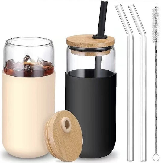 Alista Home Set Brillen aus Glas mit Strohhalm 500ml 2 Stück