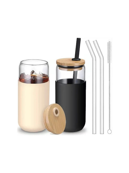 Alista Home Set Pahare Din Sticlă Cu Pai 500ml 2 Bucăți