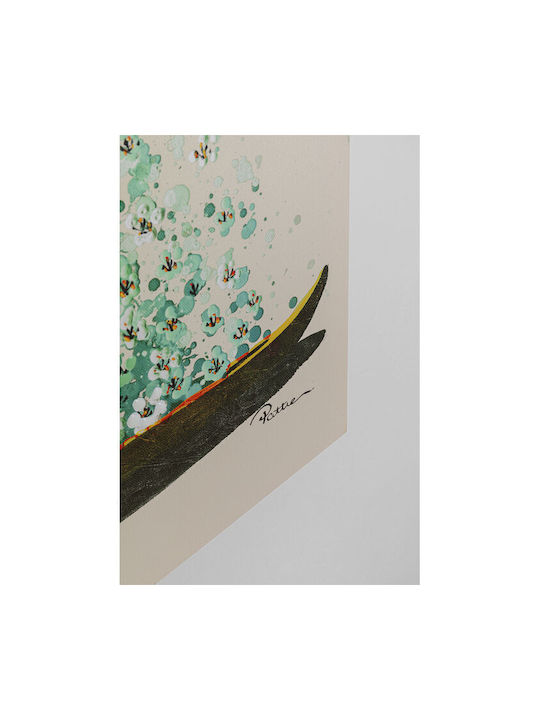 Canvas Picture Flower Boat Beige Green 40x50cm