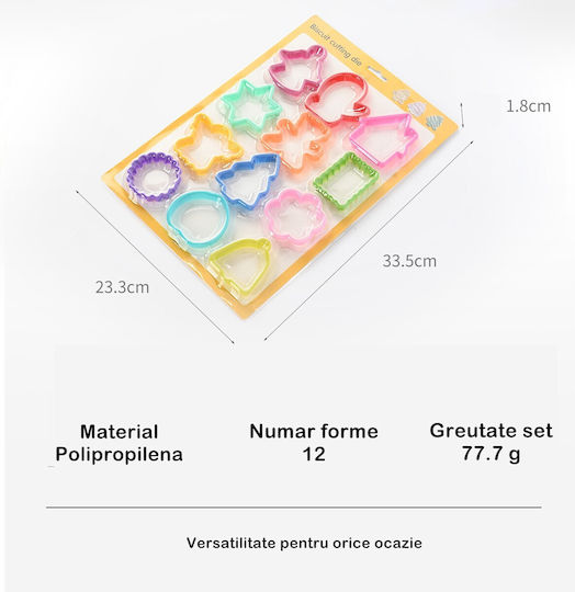 Set 12 Alista Home Cake Molds Polypropylene Material Various Shapes Any Occasion Depth 1.6 Cm 23.3 X 33.5 X 1.8 Cm Multicolor