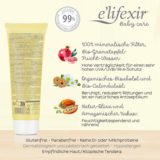 E'lifexir Elifexir Mineral Protection SPF50 Waterproof Protecție Solară Pentru Copii Emulsie Pentru Față 100ml