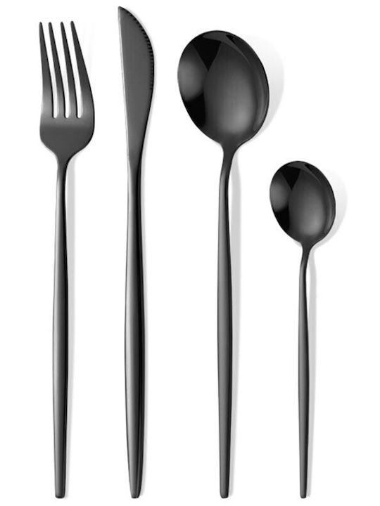 Alista Home Set de Tacâmuri Inoxidabile Negre 24 Bucăți