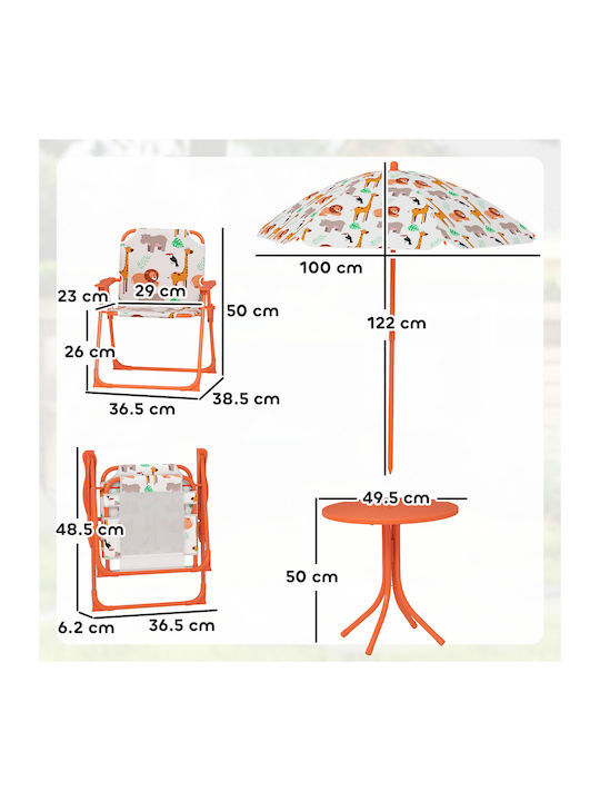 Kids Table Set with Chairs Made of Orange Plastic Aiyaplay