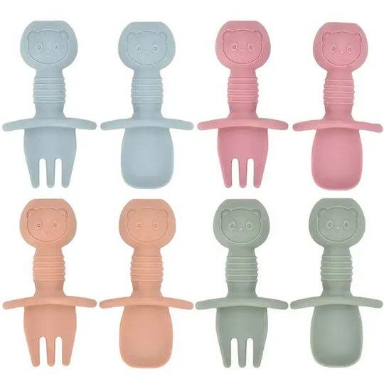 Baby Donkey Baby Löffel & Kinderbesteck Set aus Silikon Rosa 2 Stück