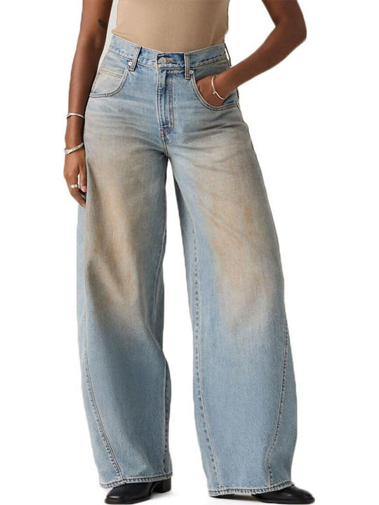 Barrel Women's Jean Trousers in Baggy Line Blue